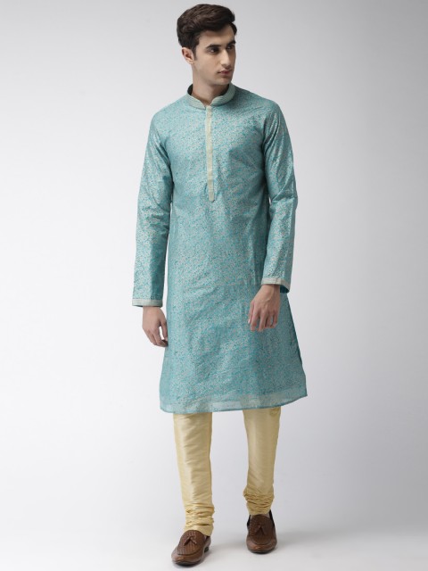 

Ethnix by Raymond Men Blue & Beige Printed Kurta with Churidar