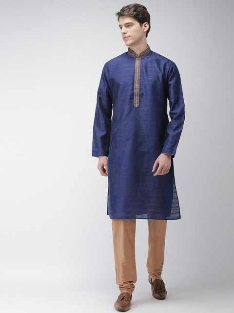 

Ethnix by Raymond Men Blue & Brown Printed Kurta with Churidar