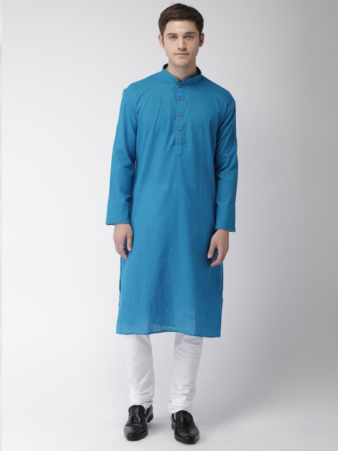 

Ethnix by Raymond Men Blue & White Solid Kurta with Churidar