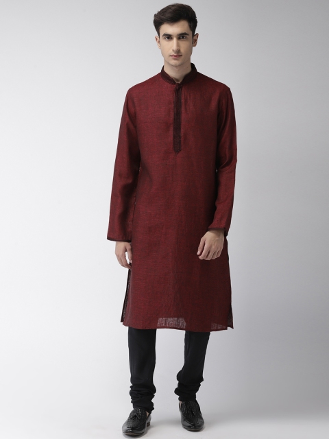 

Ethnix by Raymond Men Maroon & Black Woven Design Kurta with Churidar