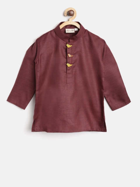 

BownBee Boys Burgundy Solid Straight Kurta