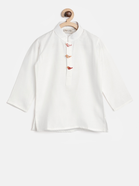 

BownBee Boys White Solid Straight Kurta