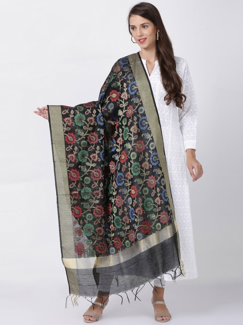 

Soch Black & Red Woven Design Dupatta