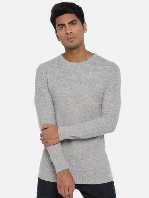 

SELECTED Men Grey Self Design Sweater