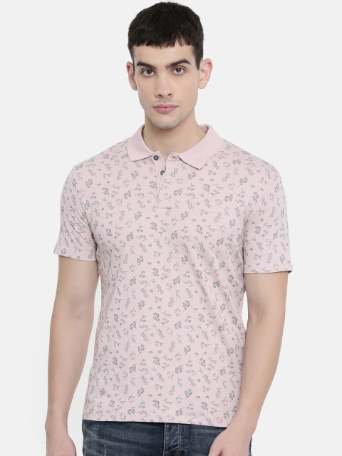 

SELECTED Men Pink & Navy Blue Printed Polo Collar T-shirt