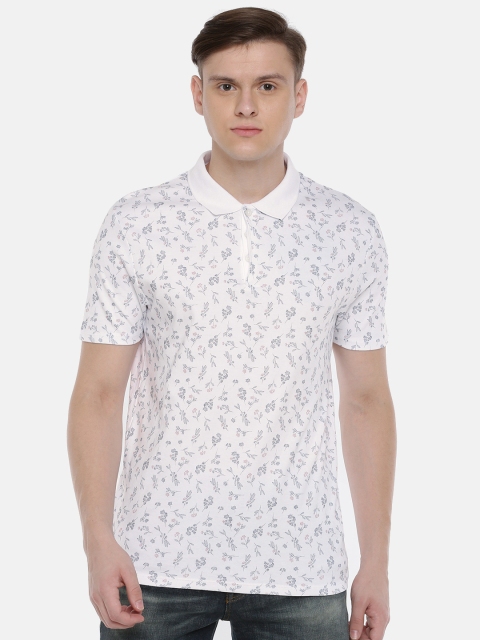 

SELECTED Men White Printed Polo Collar T-shirt