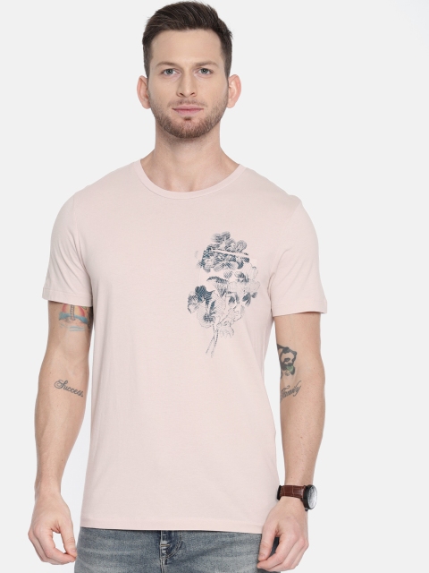 

SELECTED Men Pink Printed Round Neck T-shirt