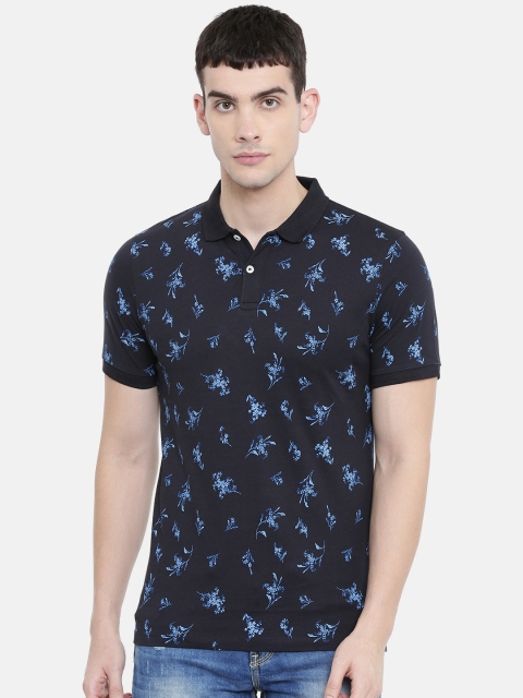 

SELECTED Men Navy Printed Polo Collar T-shirt, Navy blue