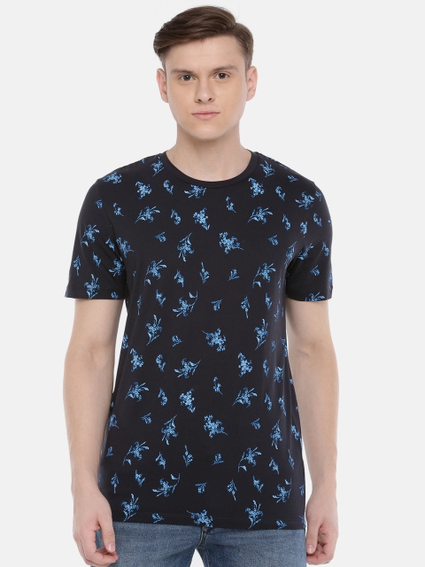 

SELECTED Men Navy Blue Printed Round Neck T-shirt