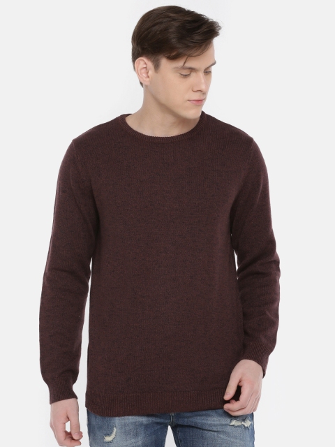 

SELECTED Men Maroon & Navy Blue Solid Sweater