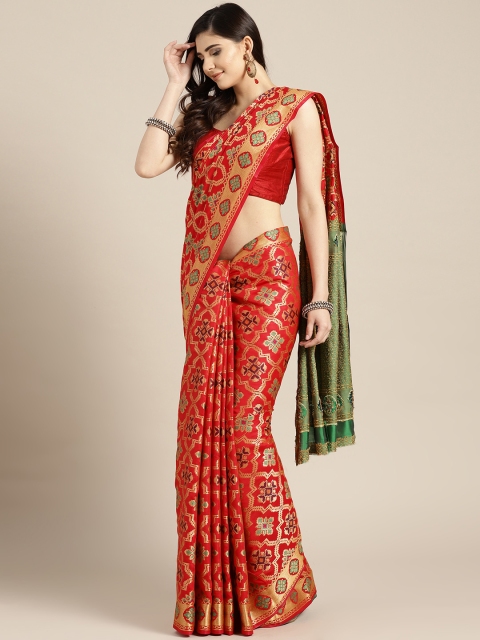 

Ishin Red & Golden Poly Silk Woven Design Saree