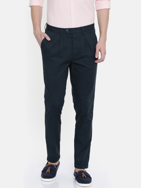 

SELECTED Men Navy Blue Relaxed Tapered Fit Solid Chinos