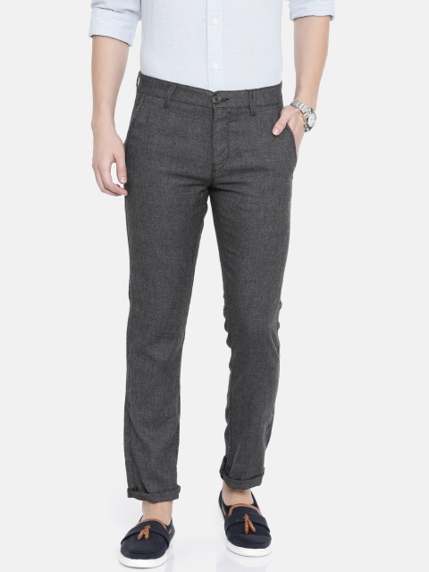 

SELECTED Men Grey Slim Fit Solid Chinos, Charcoal