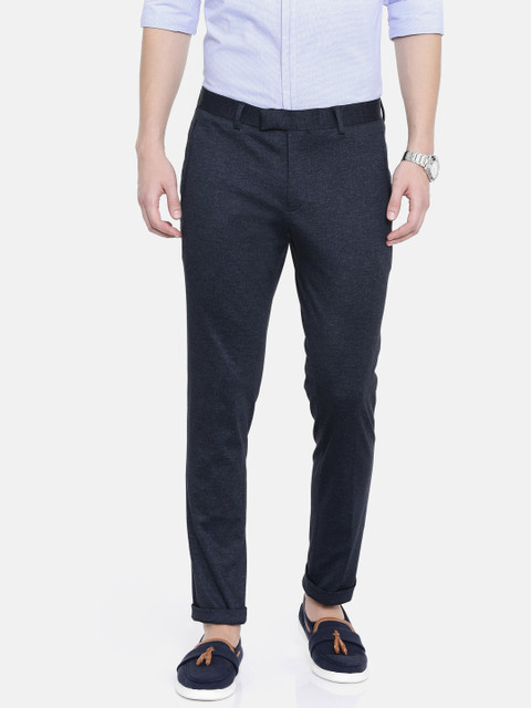 

SELECTED Men Navy Blue Regular Fit Solid Formal Trousers