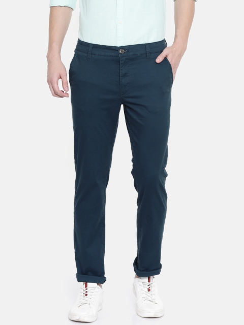 

SELECTED Men Teal Blue Straight Fit Solid Chinos