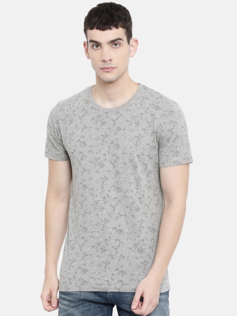 

SELECTED Men Grey Printed Round Neck T-shirt