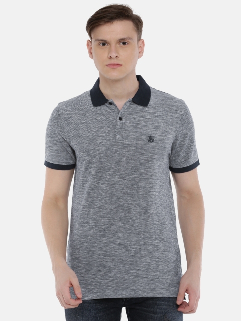 

SELECTED Men Navy Blue with a tine of White Solid Polo Collar T-shirt