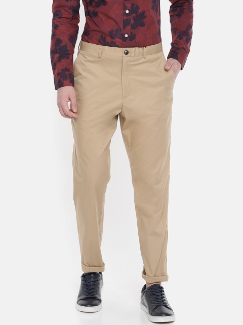 

SELECTED Men Beige Solid Slim Fit Trousers