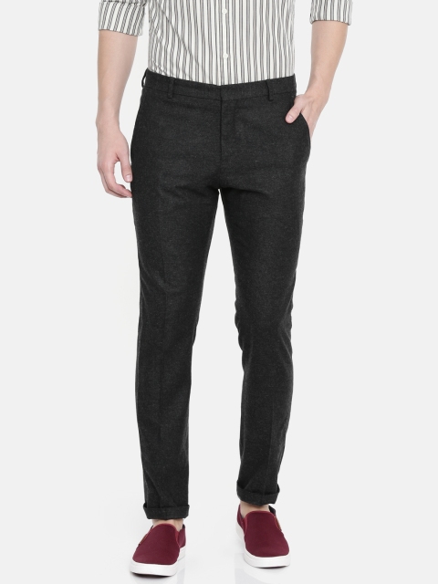 

SELECTED Men Charcoal Grey Self Design Smart Casual Trousers