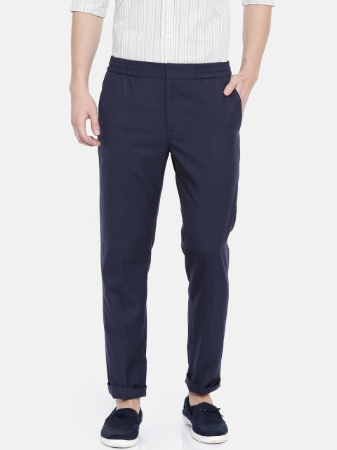 

SELECTED Men Blue Tapered Fit Solid Casual Trousers