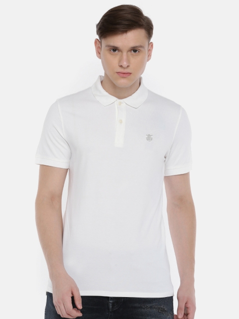 

SELECTED Men White Solid Polo Collar T-shirt
