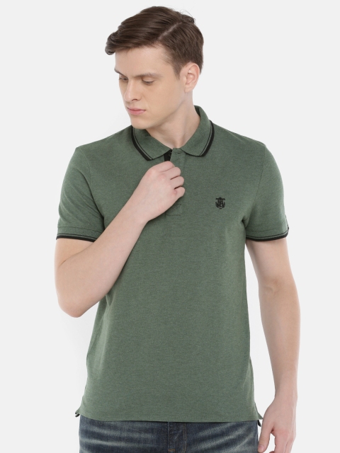 

SELECTED Men Green Solid Polo Collar T-shirt