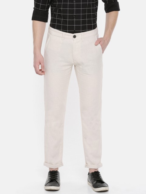 

SELECTED Men Grey Relaxed Tapered Fit Solid Chinos, Off white