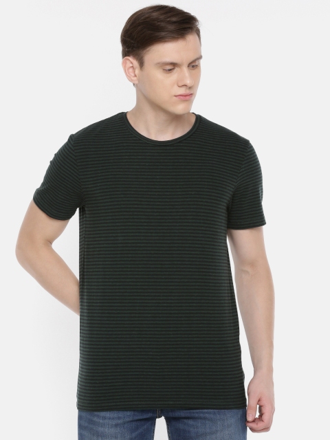 

SELECTED Men Black Striped Round Neck T-shirt