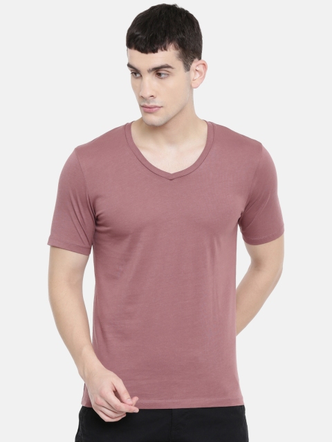 

SELECTED Men Mauve Solid Scoop Neck T-shirt