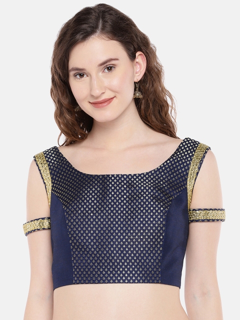 

JustB Women Navy Blue Woven Design Non-Padded Blouse