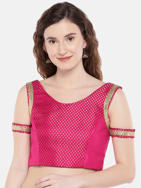 

JustB Women Pink Woven Design Non-Padded Blouse