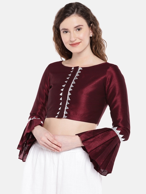 

JustB Women Maroon Solid Non-Padded Blouse