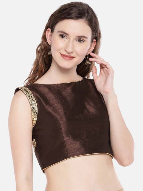 

Just B Women Brown Padded Slub Silk Blouse