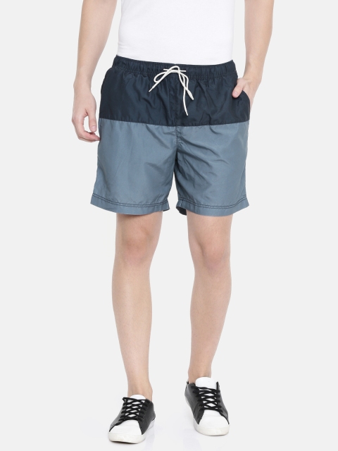 

SELECTED Men Navy Blue Colourblocked Regular Shorts