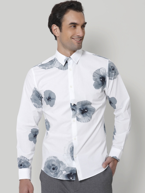

SELECTED Men White & Blue Slim Fit Floral Printed Opaque Casual Shirt