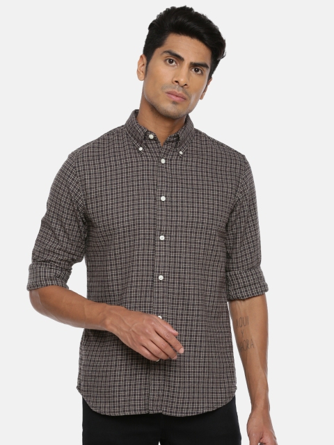 

SELECTED Men Grey & Black Regular Fit Checked Casual Shirt
