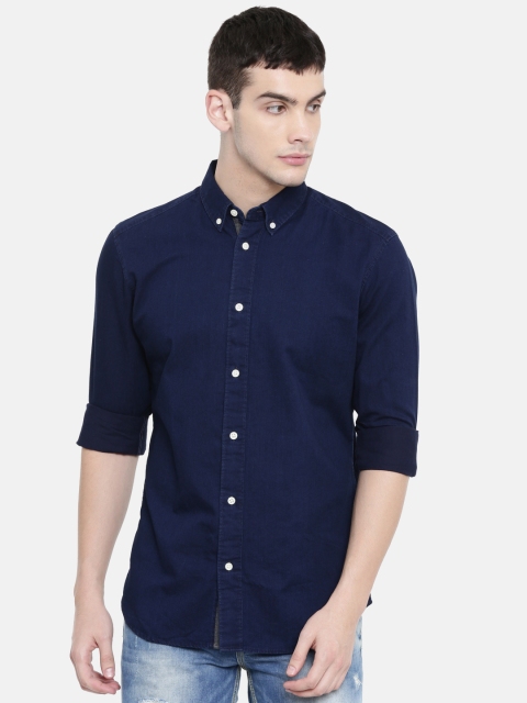 

SELECTED Men Navy Blue Slim Fit Solid Casual Shirt