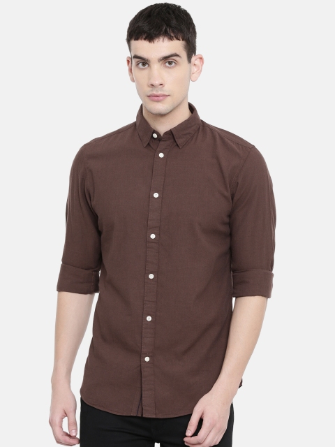 

SELECTED Men Brown Slim Fit Solid Casual Shirt