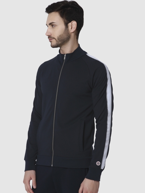 

SELECTED Men Navy Blue Lightweight Bomber with Patchwork Jacket