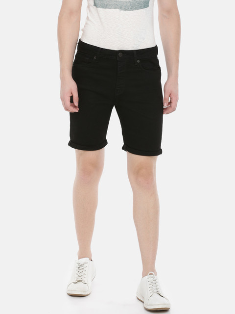 

SELECTED Men Black Straight Fit Solid Shorts