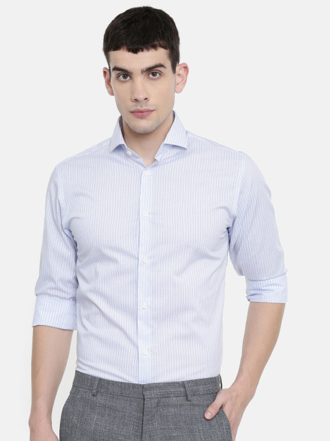

SELECTED Men Blue & White Slim Fit Striped Casual Shirt