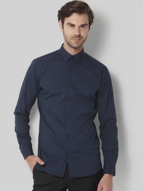 

SELECTED Men Navy Blue Slim Fit Solid Opaque Casual Shirt