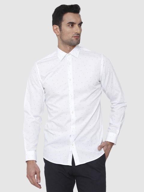 

SELECTED Men White & Blue Slim Fit Printed Casual Shirt