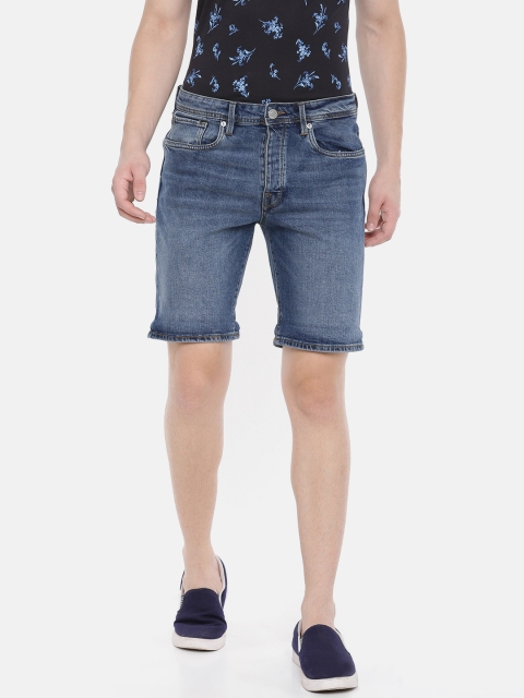 

SELECTED Men Blue Washed Straight Fit Denim Shorts