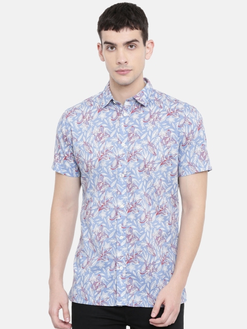 

SELECTED Men Blue & Red Slim Fit Printed Casual Shirt