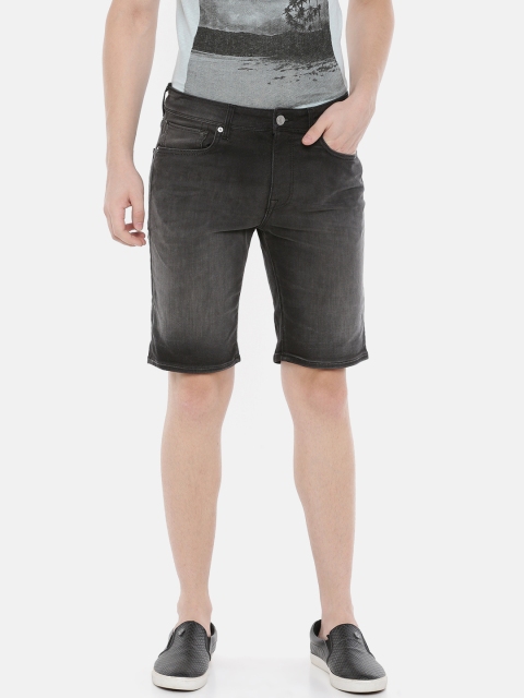 

SELECTED Men Black Washed Straight Fit Denim Shorts