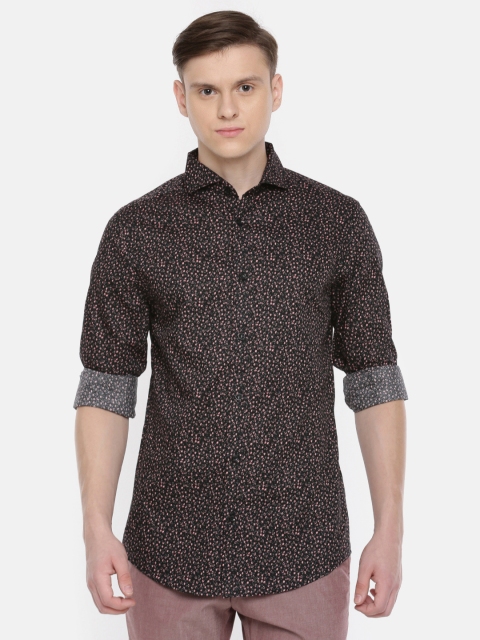 

SELECTED Men Black Regular Fit Printed Casual Shirt