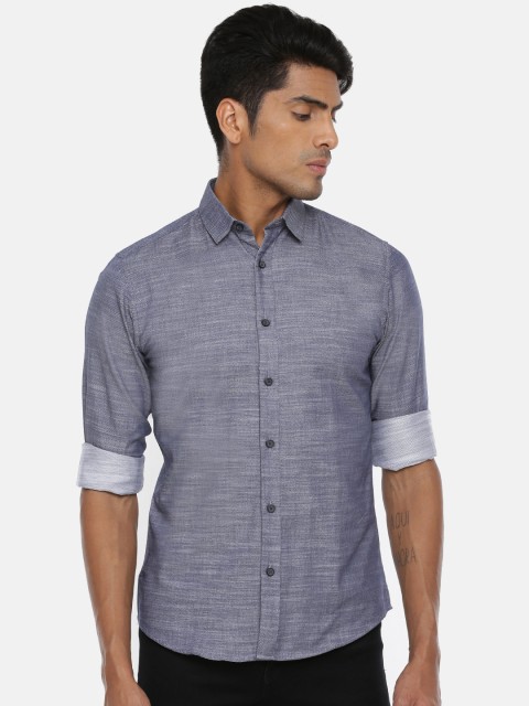 

SELECTED Navy Blue Self Design Slim Fit Shirt