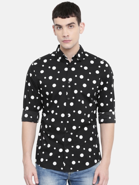 

SELECTED Men Black & White Slim Fit Printed Casual Shirt