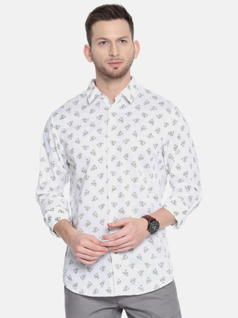

SELECTED Men White Slim Fit Printed Casual Shirt